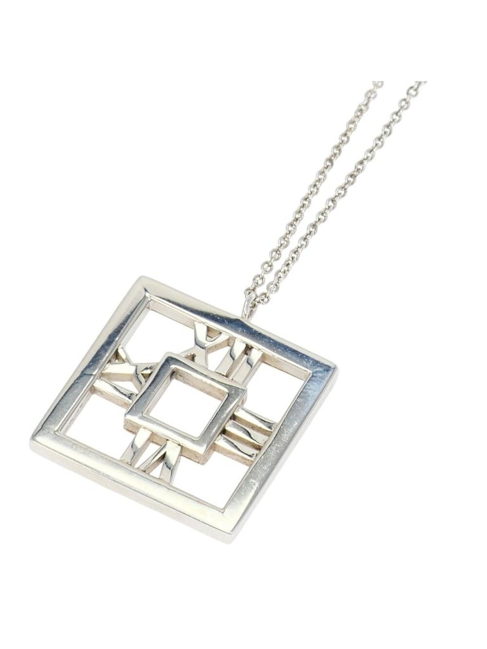 Tiffany & Co Atlas Open Square 925 Sterling Silver Necklace 40